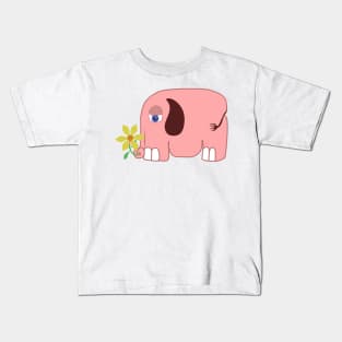 Elephant holding flower Kids T-Shirt